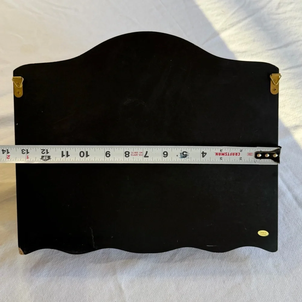 VTG Wall-Mounted Black Wooden Organizer with Hooks and Drawers